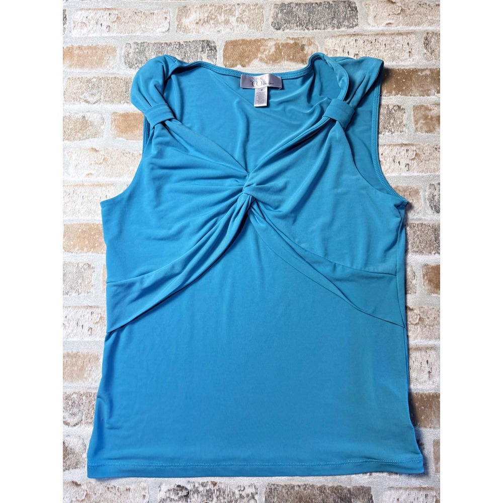 Nine & Co by Nine West Womens Turquoise Blue Twist Front Sleeveless‎ Blouse M